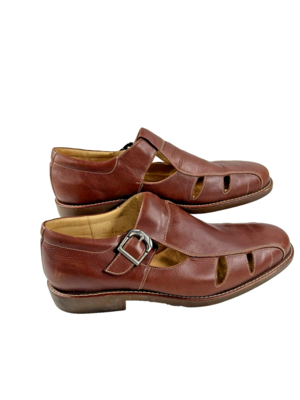 Sandro Moscoloni Brazil Brown Leather Fisherman Sandals Loafer Shoe 13 D